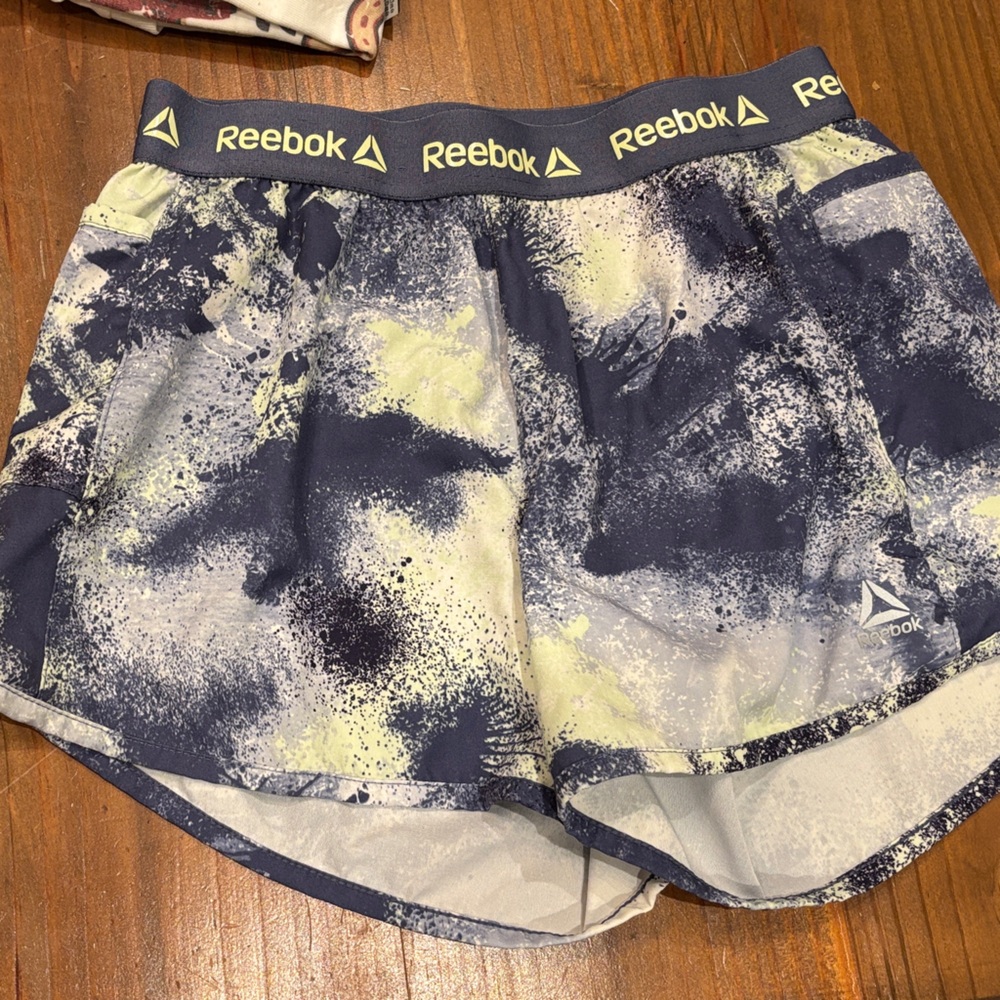 Reebok Navy and Light Green Patterned Shorts